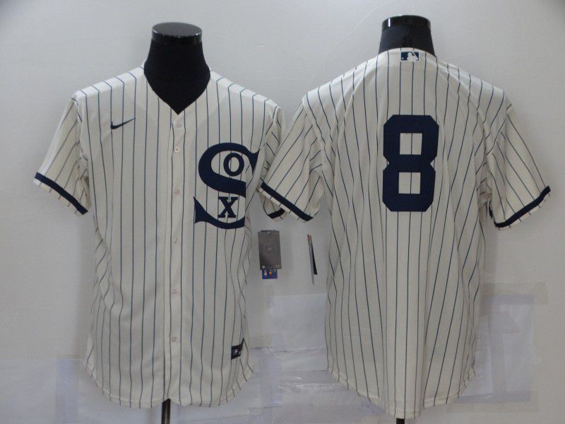 Men Chicago White Sox #8 No Name Cream stripe Dream version Elite Nike 2021 MLB Jersey